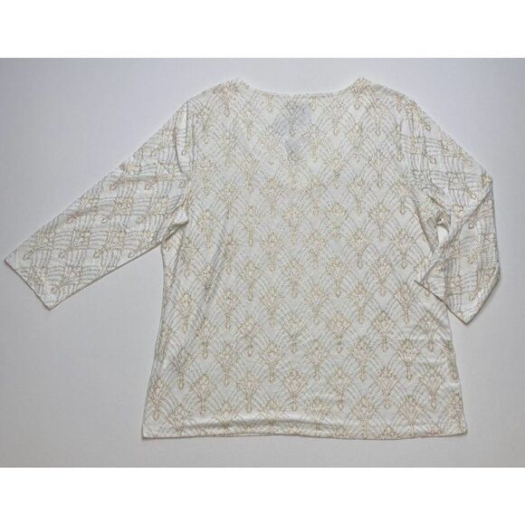 JM Collection Blouse Top Large White Women's Glitter Sparkle NEW - Picture 2 of 7